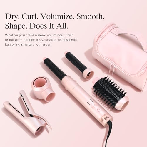 Dual Voltage 5-in-1 Travel Hair Dryer Brush Set with Ionic Technology