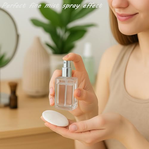 8Packs 15ml Clear Empty Perfume Bottle with Silver Caps Glass Fine Mist Atomizer Spray Bottles Refillable Mini Fragrance Glass Bottles for Cleaning, Essential Oil, Liquid