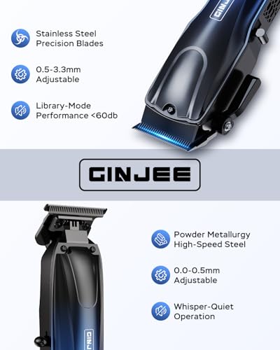 GinJee Professional Hair Clippers for Men - Cordless & Corded Barber Kit
