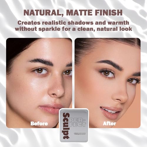 Sculpt Perfect Contour Bronzer Duo Palette ? Matte Bronze Powder ? Natural Sculpting & Warmth (01 SOFT SANDSTONE, Cream Contour: 0.09 oz / 2.5 g Powder Bronzer: 0.10 oz / 3.0 g)