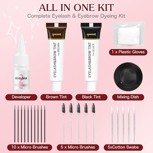 Lash & Brow Tint Kit - 6 Week Color, DIY Home Use