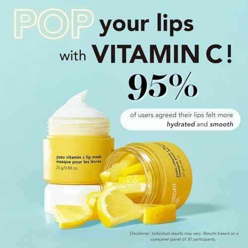 Saturday Skin Yuzu Vitamin C Lip Mask Overnight Lip Sleeping Mask Moisturizing For All Skin Types Softer & Smoother Pout Lip Balm Hydrating Infused with Vitamin B5 Non-Sticky, Vegan & Cruelty-Free