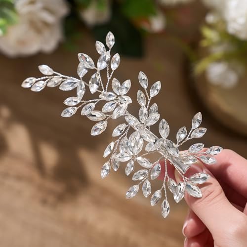 SWEETV Bridal Hair Comb - Crystal Rhinestone & Pearl Wedding Clip