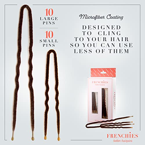 Frenchies Velvet Coated Bobby Pins, Non-Slip, 20 Count, Brown