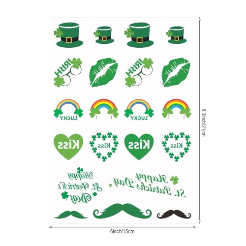 St. Patrick's Day Temporary Tattoo Stickers, 4 Sheets