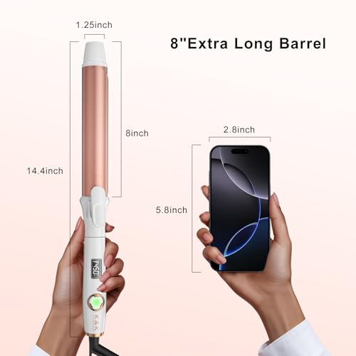 K&K 1 1/4 Inch Curling Iron - Professional Ceramic Coating
