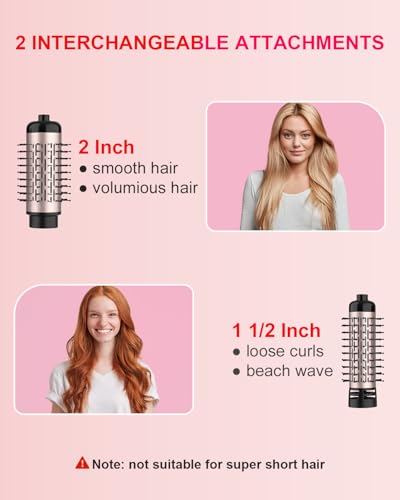 WEEYUM Rotating Hair Dryer Brush Set - 1.5 & 2 Inch Hot Air Volumizer