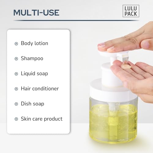 Lulupack 8oz Wide Mouth Pump Bottles (2-Pack) – Refillable Soap & Shampoo Dispensers