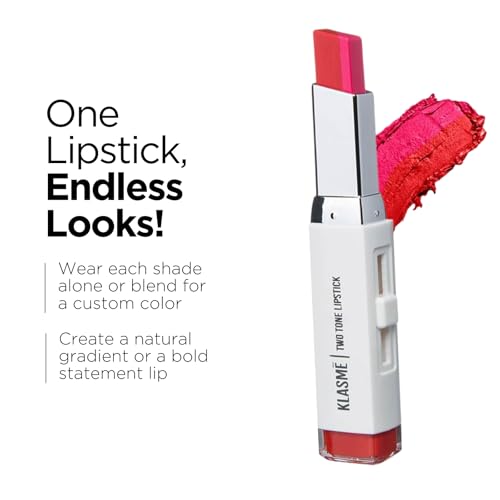 Klasme Two Tone Lipstick Double Trouble | Matte Finish | Dual-Color Gradient Effect | Hydrating & Comfortable Wear