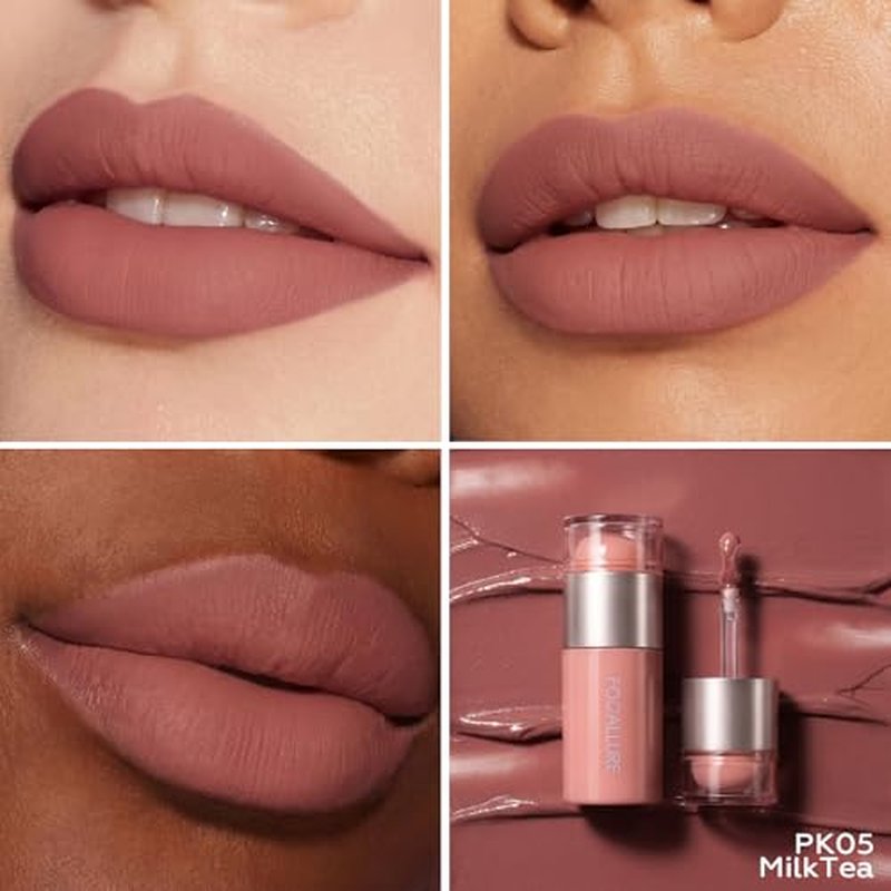 FOCALLURE Lip and Cheek Tint - Matte Cream Blush & Eye Color, Milk Tea