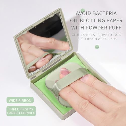 Oil Blotting Sheets for Face - 300 Sheets with Mirror & Puff