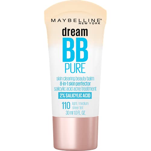 MAYBELLINE Dream Fresh & Pure Skin Clearing BB Creams, 8-in-1 Beauty Balms with SPF 30 & 2% Salicylic Acid, 1 Fl Oz Each