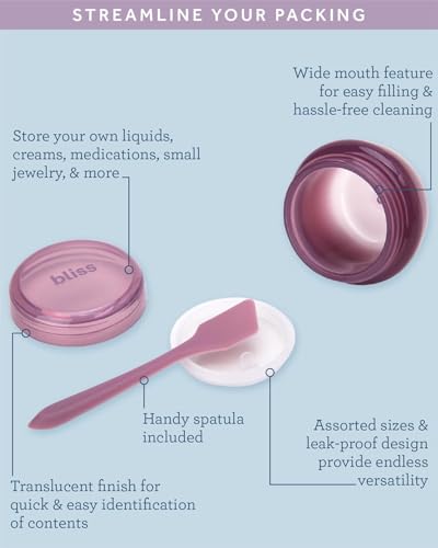 Bliss 10-Piece TSA Approved Leak-Proof Travel Bottles Set - Mauve, Refillable