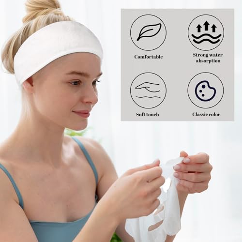 obeoby 6 Pack Spa Facial Headbands for Women, Adjustable Face Wash Headband Coral Fleece Skincare Headband Make Up Wrap Head for Washing Face Shower Yoga