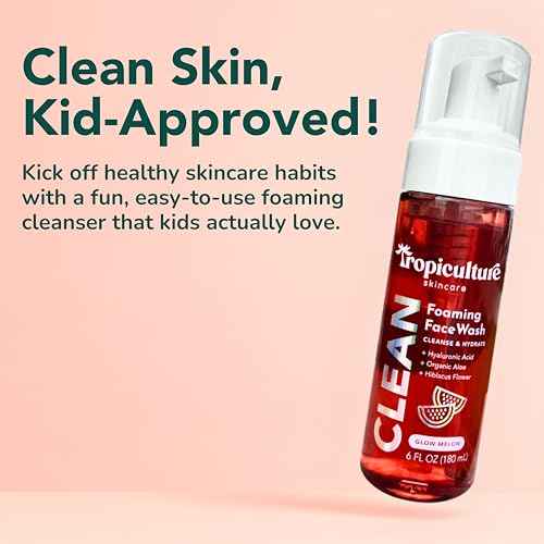 Tropiculture Clean Kids Face Wash | Gentle Facial Cleanser for Kids, Preteens, & Teens | Glow Melon Watermelon FaceWash | Natural, Non-Toxic Skin Care for Girls & Boys | Sensitive Skin Friendly