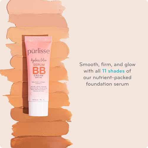 p?rlisse Ageless Glow Serum BB Cream SPF 40 - Glow BB Cream with SPF Enriched with Bakuchiol & Vitamin C to Help Improve Firmness & Reduce Wrinkles for Dewy Skin - Light Medium (1.4 oz)