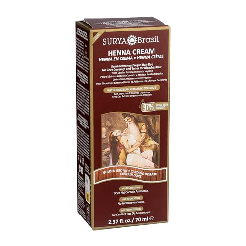 Surya Brasil Henna Cream - Golden Brown Semi-Permanent Hair Dye, 2.37 oz
