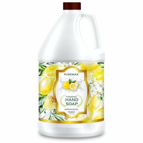 Puremax Foaming Hand Soap Refills | Lemon Basil | All-Natural | Gentle, Moisturizing | Made in USA | 128 Fl Oz (1 Gallon) |