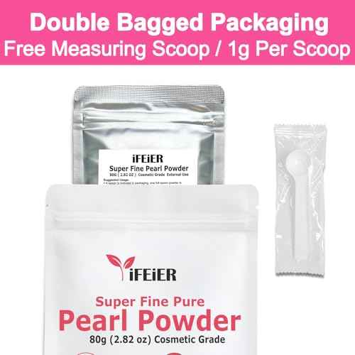 Pure Freshwater Nano Pearl Powder for Skincare and Homemade Cosmetics Grade. 80g(2.82oz) SuperFine Pearl Powder for DIY lotions | creams | serums | making face mask, Natural and Oranic