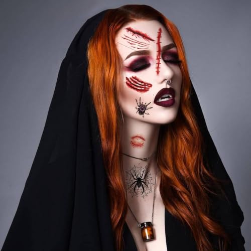 40 Sheets Fake Scar Temporary Tattoo Stickers Halloween Makeup