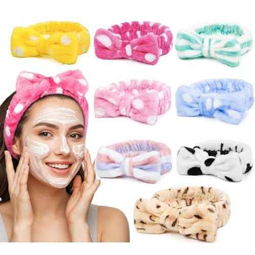 Huachi Headbands for Washing Face Spa Headbands for Women Girls Bulk: Cute Skincare Makeup Headband, Facial Face Wash Head Bands 8Pack Stocking Stuffers for Womens and Teen Girls