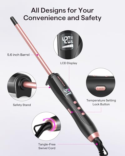 3/8" Ceramic Curling Iron with 9 Temperature Settings & LCD Display