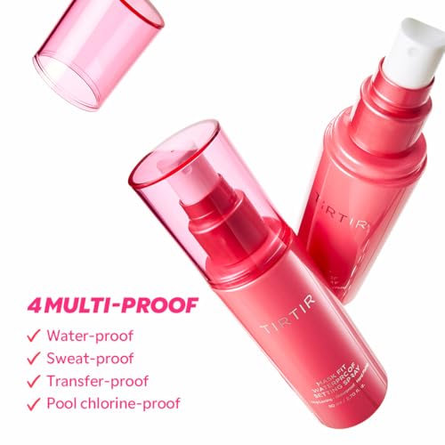 TIRTIR Waterproof Setting Spray ? 24 Hour Long Lasting Fix, Sweatproof Water Resistant Makeup Finisher ? Ethanol Free, Semi Matte Finish for Oily Skin ? Korean Makeup Fixer (Pack of 2)