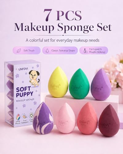 7-Pack Makeup Sponges, Latex-Free Beauty Blenders for Foundation