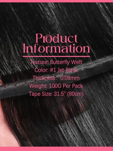 Lacer 14 Inch Butterfly Weft Hair Extensions - Jet Black Remy Hair
