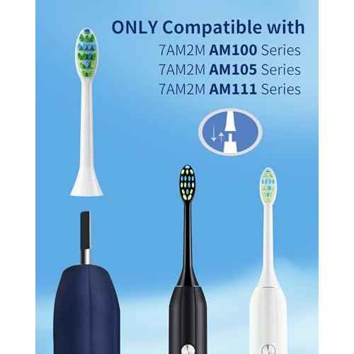7AM2M AM100/AM105/AM111 Electric Toothbrush Brush Heads x 8 for 7AM2M Electric Toothbrush ONLY (White)