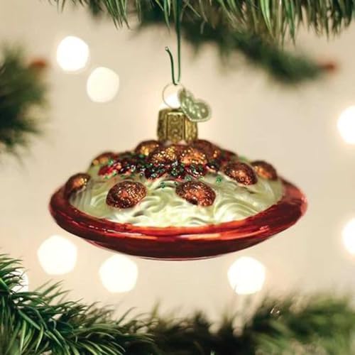 Old World Christmas Spaghetti and Meatballs Blown Glass 2020 Unique Christmas Ornaments for Christmas Tree Decorations