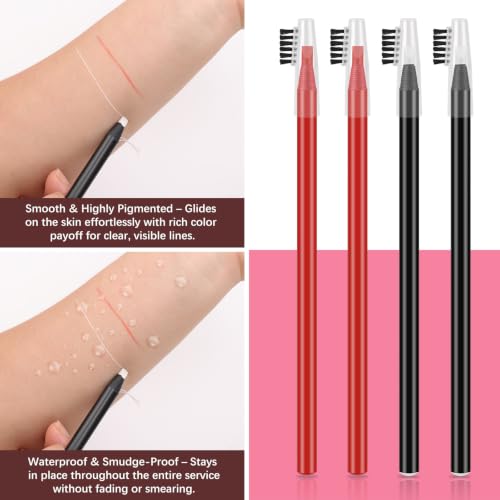 Microblading Eyebrow Mapping Pencil Set - Red & White Permanent Makeup Tools