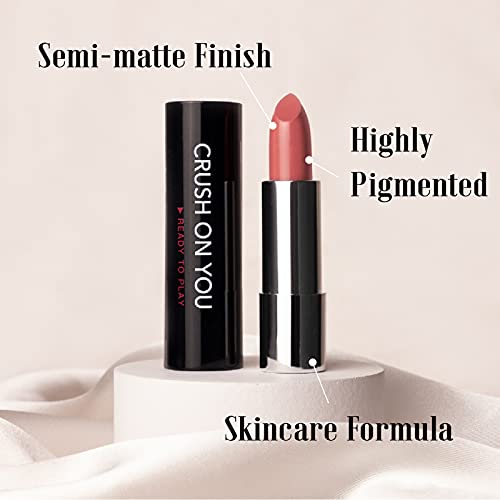 READY TO SHINE Matte Lipstick for Women, Satin Finish, Frosty Rose with Tangerine Undertones Lip Color, Vegan, Smooth Sheer Moisturizing, CRUSH ON YOU 301 Take My Breath Away