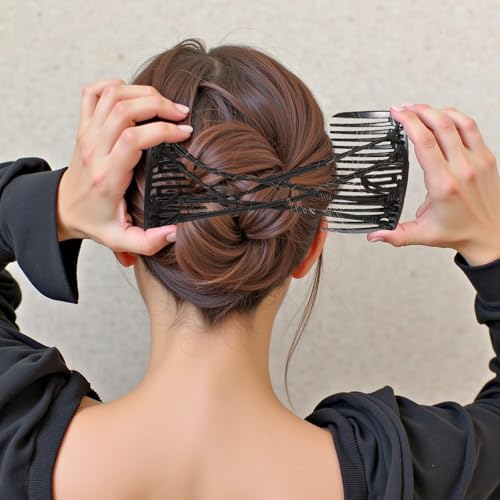 Elastic Magic Hair Comb Clips - 4 Pack Adjustable Hair Pins for Women