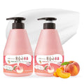 WELCOS Kwailnara Peach Milk Body Lotion & Body Wash Set ? Moisturizing & Revitalizing Korean Skincare Bundle with Peach Extract, 560g / 19.75oz Each
