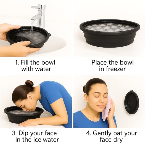 Ice Bowl for Face ? Reusable Collapsible Cold Plunge Skincare Set, Face Ice Mold for Puffiness Relief, Skin Tightening, Redness & Glowing Skin Routine Bonus : Facial Scrubber