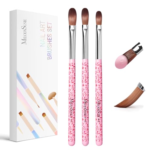 MelodySusie 3-Piece Acrylic Nail Brush Set for Art & Extensions
