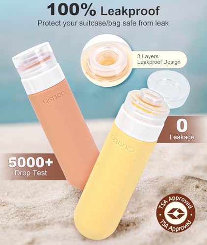 Quatish Leak Proof Travel Bottles, 3 oz TSA Approved Silicone Shampoo Bottles, 4 Pack