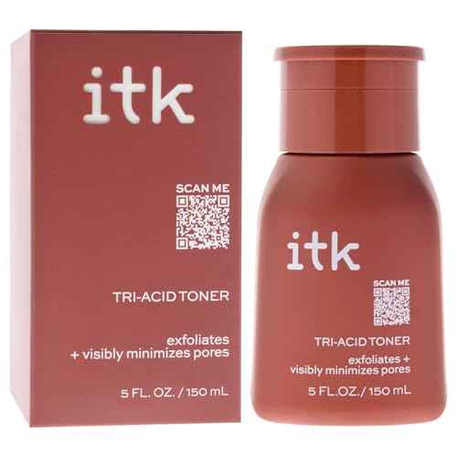 ITK Tri-Acid Facial Toner with AHA, BHA, PHA + Niacinamide - Exfoliate Face + Minimize Pores - Salicylic + Lactic Acid - Brighten Dark Spots + Glow, 5 Fl Oz