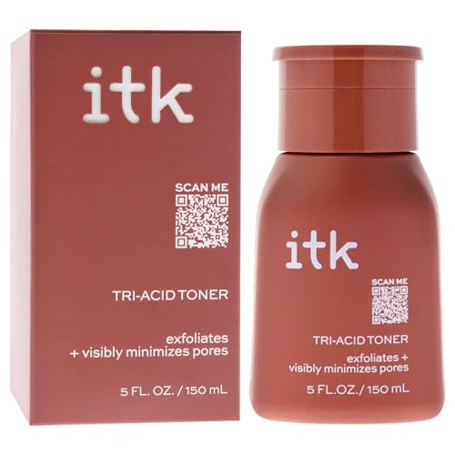 ITK Tri-Acid Facial Toner with AHA, BHA, PHA + Niacinamide - Exfoliate Face + Minimize Pores - Salicylic + Lactic Acid - Brighten Dark Spots + Glow, 5 Fl Oz
