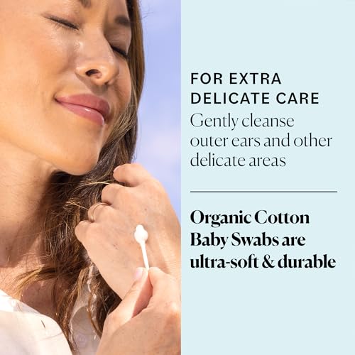 Sky Organics Organic Baby Cotton Swabs 60 Pack - Hypoallergenic, Chlorine-Free, Gentle Care