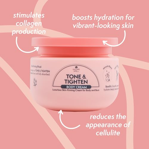 Nature Spell Firming & Toning Body Cream, with Hyaluronic Acid, Plant Collagen & Ginseng, Tightening Moisturizer for Skin Elasticity, For All Skin Types, Vegan, 8.45 fl oz