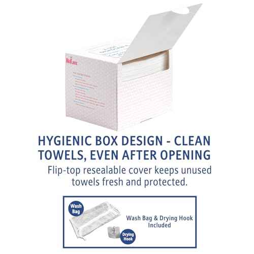 3D Nonwoven Face Towels-XL 13¡±x10¡±, 50Cts=150 Uses, Cut Waste & Cost 70%, Ultra-Clean, Soft & Durable, Dual-Surface: Cleanse, Exfoliate, Includes Wash Bag & Hook