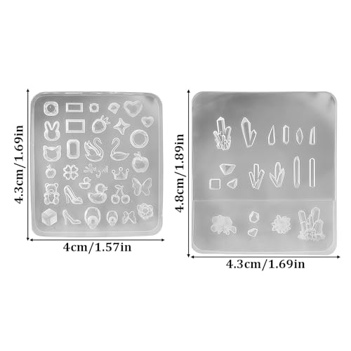 3D Silicone Nail Art Mold - Heart Gem Carving Template (2pcs)