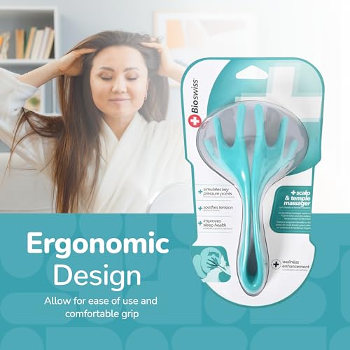 BioSwiss Handheld Head Massager Scratcher for Relaxing Scalp & Temple Tingling - Portable Stress Relief Tool