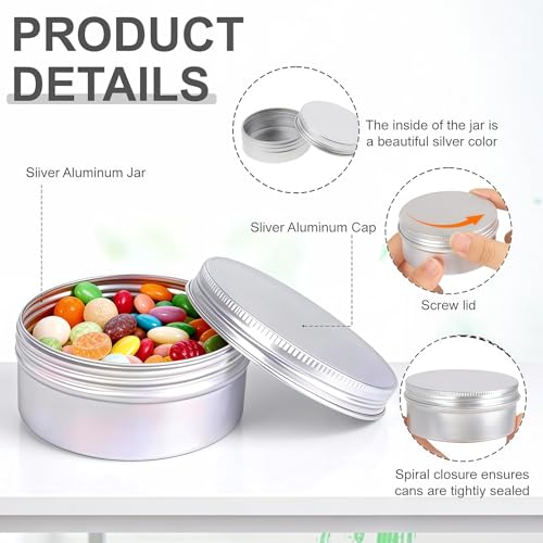 20PCS 5ML 0.17oz Small Ounce Empty Metal Steel Aluminum Jar Tins Cans Slip Slide Bottle Cosmetic Containers Box With Twist Cover For Sample Storage Salves Eye Shadow Make up Lip Balm