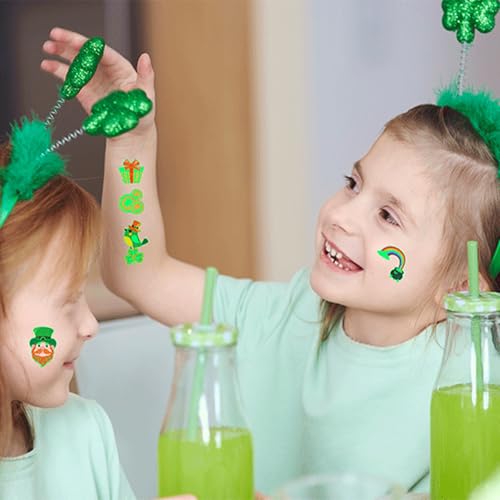 12 Sheets Glow in The Dark St Patricks Temporary Tattoos for Irish St. Patricks Day Luminous Party Shamrock Decorations Favors Goodie Bag Fillers Tattoo Stickers for Adult Q1003