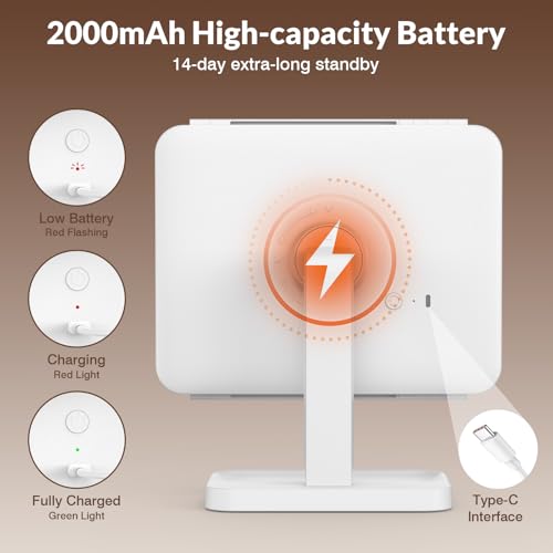 EASEHOLD Rechargeable Trifold Lighted Makeup Mirror 64 LED 1X/2X/3X
