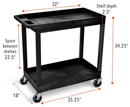 Stand Steady Tubstr 2-Shelf Utility Cart 400 lbs Black