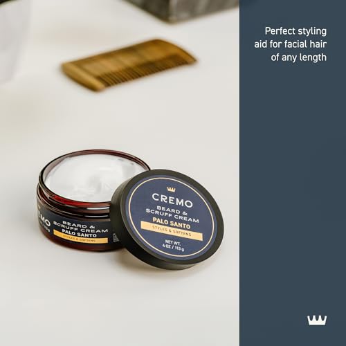 Cremo Beard & Scruff Cream, Palo Santo (Reserve Collection), 4 oz - Soothe Beard Itch, Condition and Offer Light-Hold Styling for Stubble and Scruff